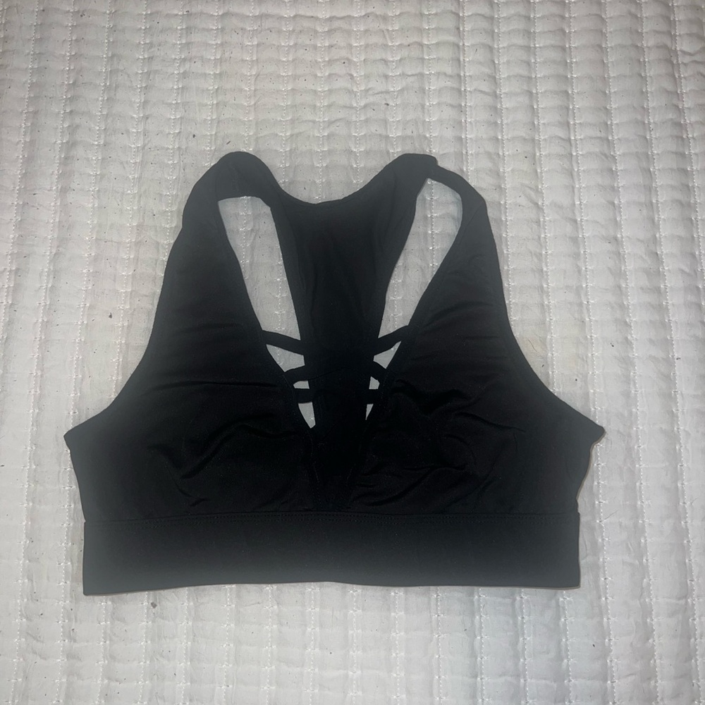 Black Racerback Sports Bra with Wide Straps
